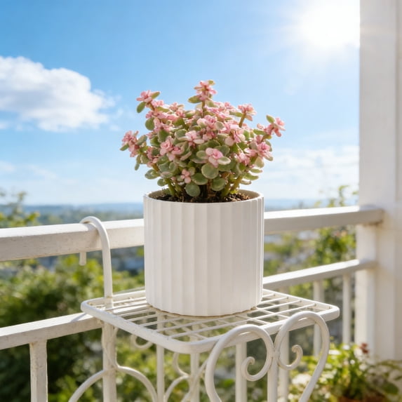COM1950s Plastic Flower Pot, Round Planter with Drainage Holes, Thickened and Sturdy for Indoor Outdoor Use, Decorative Garden Pot for Plants Home and Patio