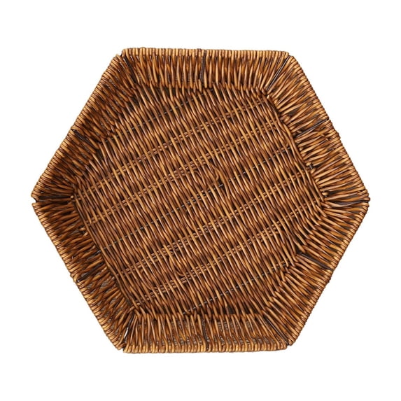 COM1950s Plastic Woven Storage Basket, Multipurpose Basket Organizer for Fruits, Vegetables, Snacks, Bread, Countertop Decor, Kitchen Organization
