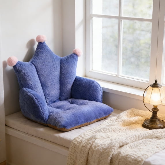 COM1950s Plush Chair Cushion With Backrest, Soft Seat Cushion for Office Chair, Integrated Back Support, Cozy Polyester Desk Chair Pad for Home and Study Use