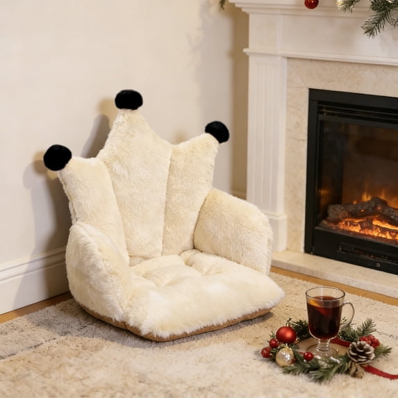 COM1950s Plush Chair Cushion With Backrest, Soft Seat Cushion for Office Chair, Integrated Back Support, Cozy Polyester Desk Chair Pad for Home and Study Use