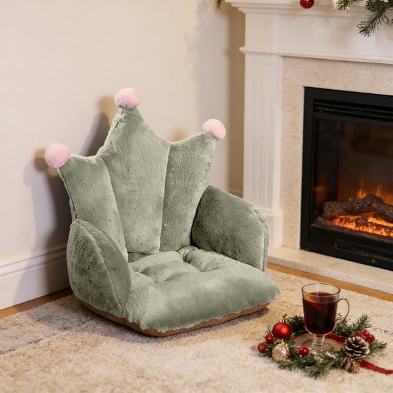 COM1950s Plush Chair Cushion With Backrest, Soft Seat Cushion for Office Chair, Integrated Back Support, Cozy Polyester Desk Chair Pad for Home and Study Use