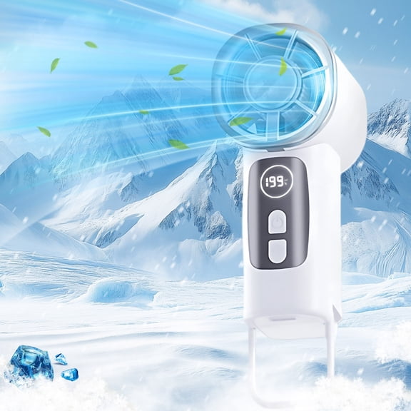 COM1950s Portable Clip Fan with Semiconductor Cooling, Digital Display 199 Speeds USB Rechargeable Handheld Mini Personal Fan for Office Desk Travel Outdoor