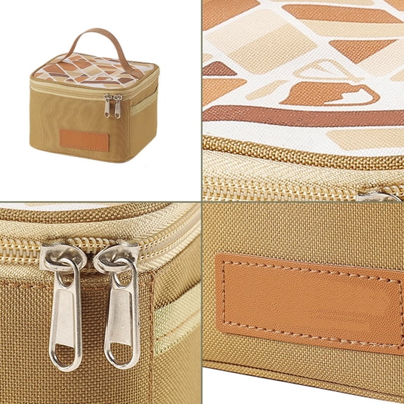 COM1950s Portable Condiment Organizer Bag for Camping,Reusable Spice Storage with Handle,6.3 Inch Multi-Purpose Makeup Pouch for Outdoor Kitchen and Travel Accessories