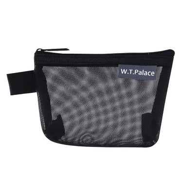 COM1950s Portable Mesh Storage Bag, Pelcil Pouch Small Cosmetic Bag Mini Makeup Bag for Purse,Mesh Makeup Bags with Zipper,Lipstick Organizer Bags Mesh Zipper Pouch Bags Travel Toiletry Bag
