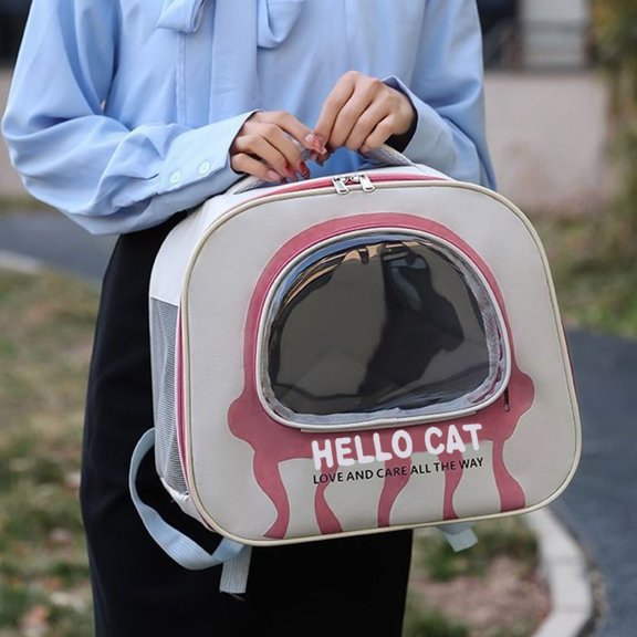 COM1950s Portable Pet Backpack for Dogs and Cats,Large Capacity Breathable Waterproof Carrier with Clear Observation Window,Lightweight Design Ideal for Outdoor Travel Camping and Daily Adventures