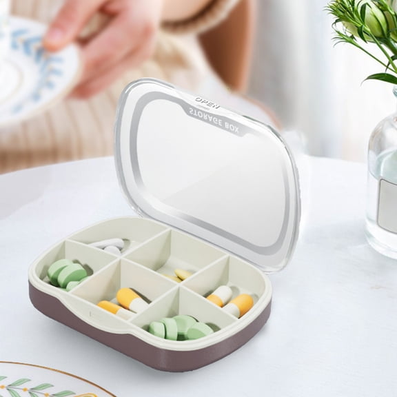 COM1950s Portable Pill Organizer,6 Compartment Daily Medicine Organizer,Travel Pill Box with Secure Lid and Compact Design for Easy Storage