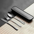 thumbnail image 1 of COM1950s Portable Utensils Set with Case,Reusable Office Flatware Set,Healthy Travel Cutlery Set Stainless Steel Fork,Spoon,Knife Cutlery Ideal for Travel,Lunch Box and Camping (Black 3 Pcs-1 Sets), 1 of 6