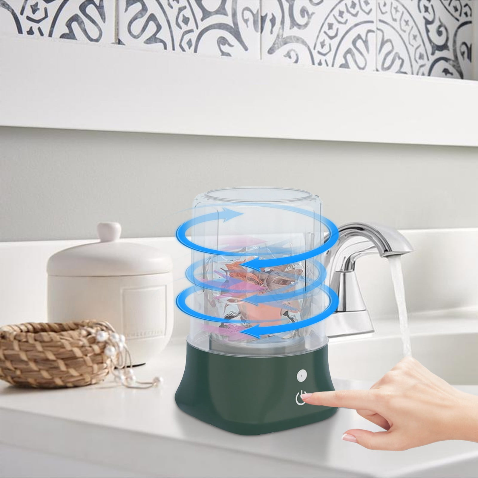 COM1950s Portable Washing Machine,Portable Mini Washing Machine 1L Capacity Small Laundry Machine for Underwear Socks Rechargeable Battery Washer Lightweight Compact Clothes Cleaner Trave