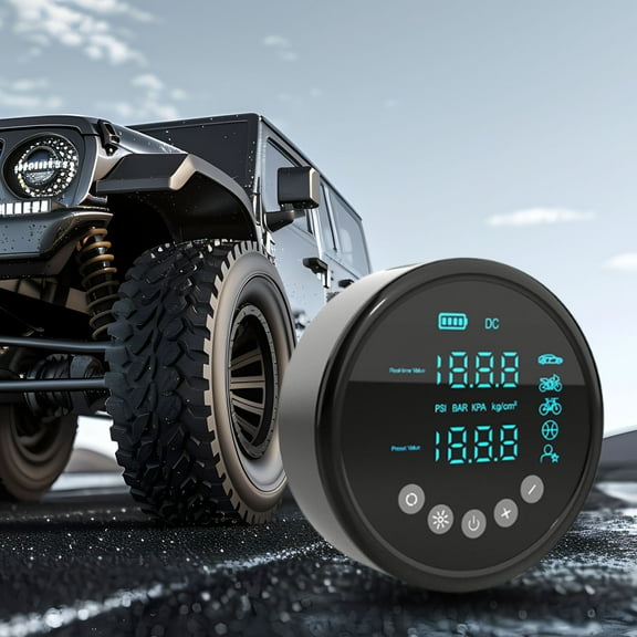 COM1950s Portable Wireless Car Tire Inflator,High Pressure Air Compressor Pump with Lcd Screen,Cordless Auto Emergency Pump for Cars Bikes Suv Tires