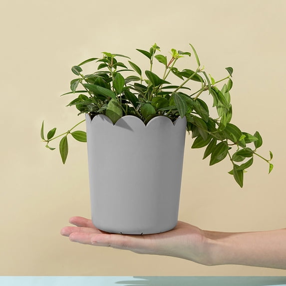COM1950s Pots for Plants,Flower Pots Outdoor,Petals Mouth Resin Flower Pot with Bottom Drag Thickened Plastic Frosted Flower Pot Home Planting Pot Suitable for Most Plants,Flower Pots with Drainage