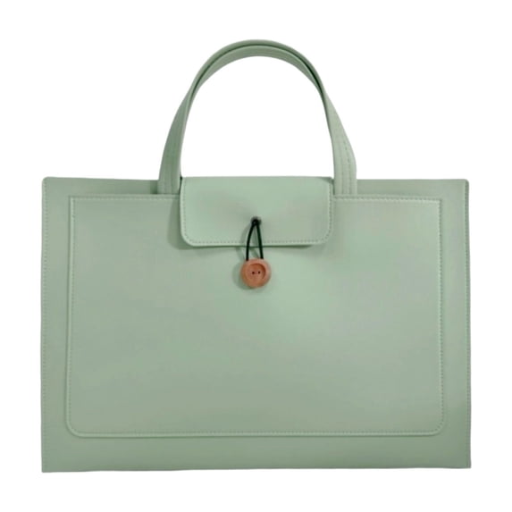 COM1950s Pu Leather Laptop Tote Bag 13-14 Inch, Water-Resistant Work Case with Detachable Handle, Document Organizer Portfolio for Men Women, Office Travel Essential