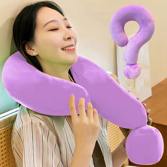 COM1950s Question Mark Pillow,Neck Support Travel Pillow for Adults,Plush Nap Pillow with Ergonomic Design,Multi-Use for Office and Home Comfort,17.7X13.8X3.9 Inches