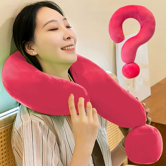 COM1950s Question Mark Pillow,Neck Support Travel Pillow for Adults,Plush Nap Pillow with Ergonomic Design,Multi-Use for Office and Home Comfort,17.7X13.8X3.9 Inches