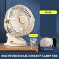 thumbnail image 1 of COM1950s Rechargeable Clip on Fan with Light, 400mAh USB Desk Fan, 3 Speeds Quiet Mini Personal Cooling Fan for Home Office Dorm Bedroom Camping, White, 1 of 7