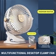 thumbnail image 1 of COM1950s Rechargeable Clip on Fan with Light, 400mAh USB Desk Fan, 3 Speeds Quiet Mini Personal Cooling Fan for Home Office Dorm Bedroom Camping, White, 1 of 6