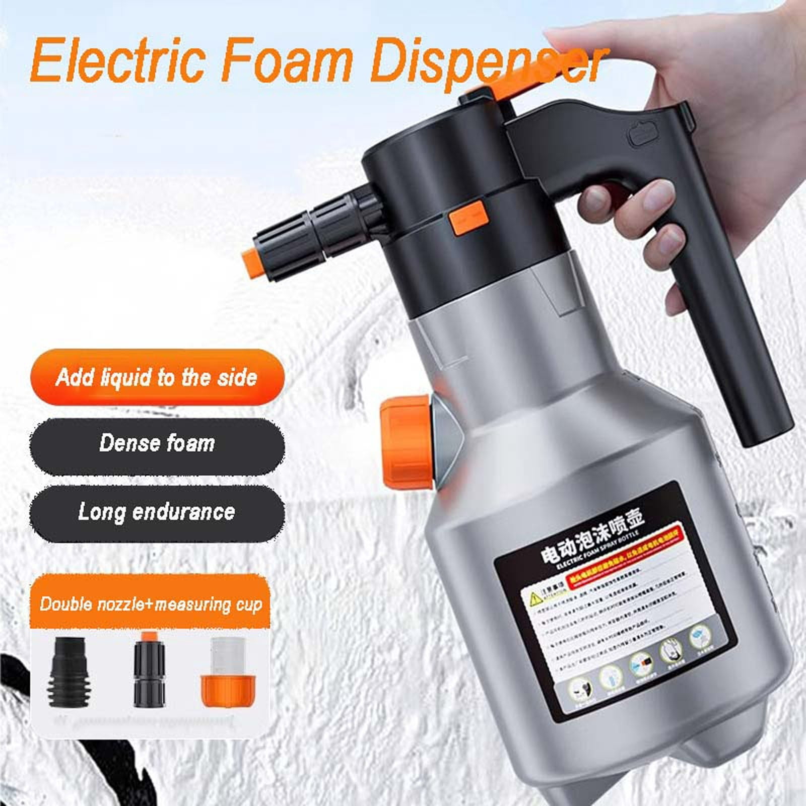 COM1950s Rechargeable Foam Sprayer for Car Wash, Cordless Electric High-Pressure Foam Cannon with 2-Liter Capacity, Portable for Auto Detailing, Home, and Kitchen Cleaning