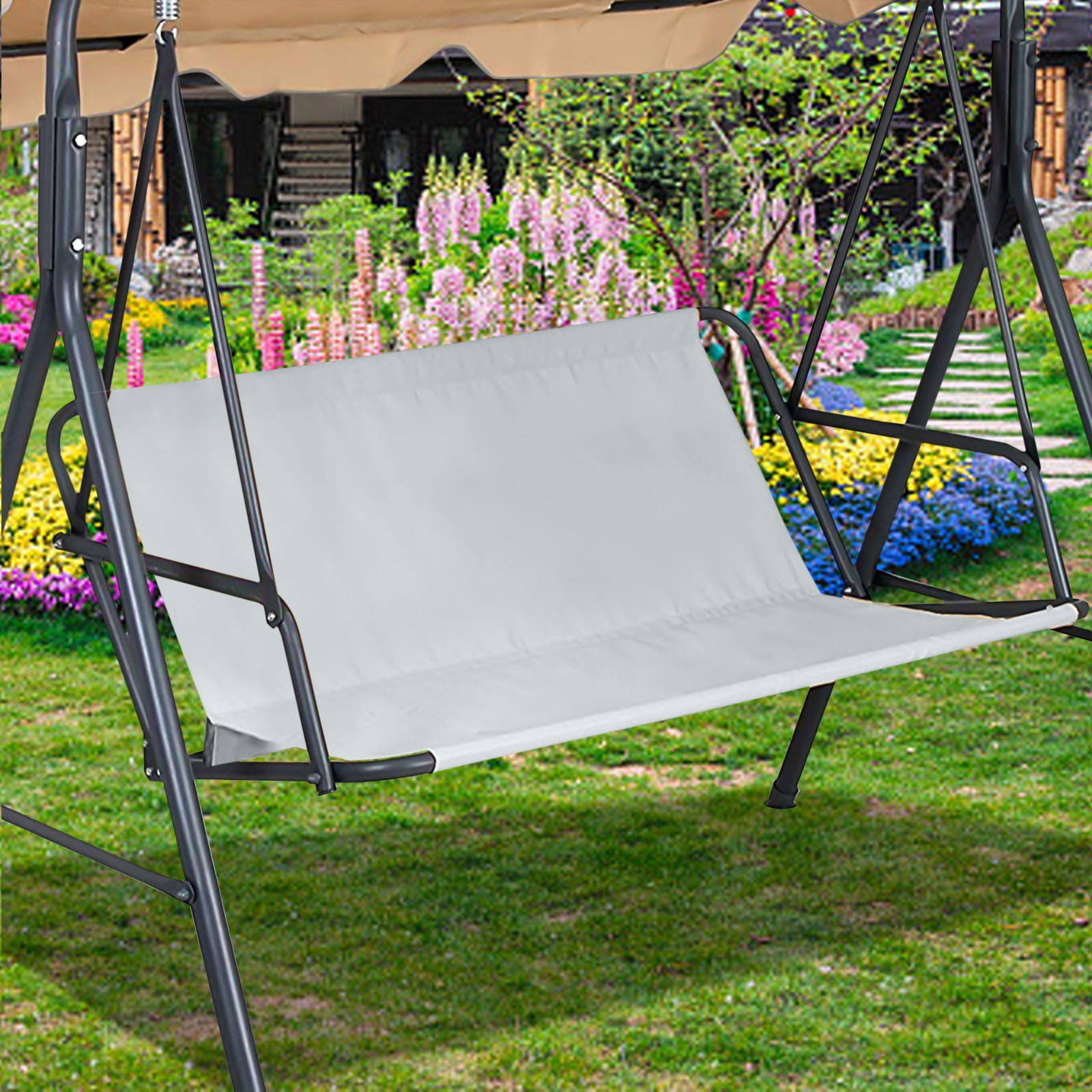 COM1950s Replacement Swing Seat Cover,45.3 X 37.8 Inches Universal Outdoor Chair Cushion Cover,Heavy Duty 600D Oxford Fabric for Patio Metal Frame Swing,Windproof Design