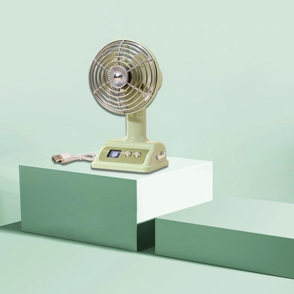 COM1950s Retro Mini Desk Fan, Rechargeable Portable Table Fan with 100 Speeds, Digital Battery Display for Home Office Bedroom