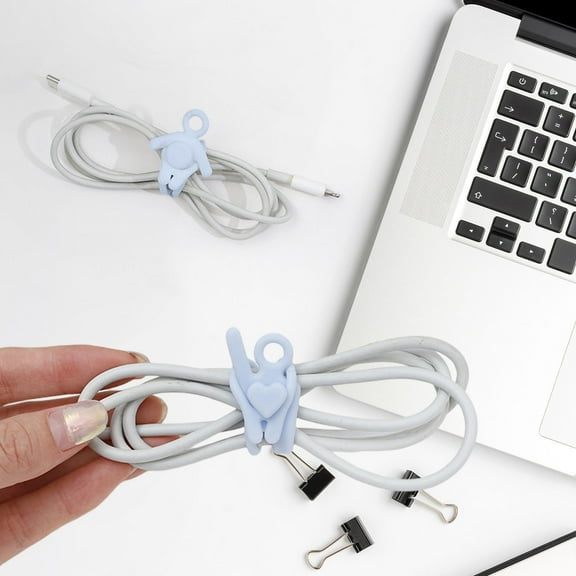 COM1950s Reusable Silicone Cable Ties,Cable Management Organizer with Push Button,Multi-Functional Cord Ties for Bundling Earphone,Phone Charger,Computer and Data Cables