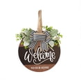 thumbnail image 1 of COM1950s Round Bow Welcome Wreath, Wooden Front Door Hanging Decor for Home, 1 of 7