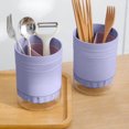thumbnail image 1 of COM1950s Round Cutlery Organizer,Utensil Holder and Kitchen Storage Container with Drain Holes,Plastic Knife Fork Spoon Straw Drainer Basket for Home Kitchen and Commercial Use, 1 of 9