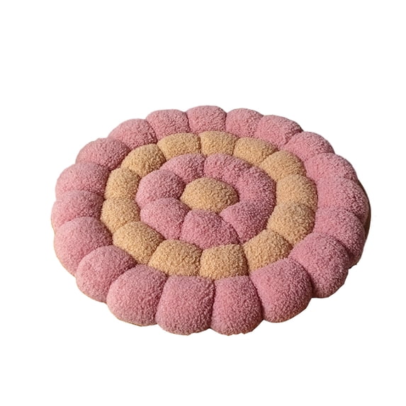 COM1950s Round Floor Cushion, Donut Style Cotton Mat for Extra Seating, Soft Floor Pillow for Meditation, Reading, or Living Room, 16.5 Inch