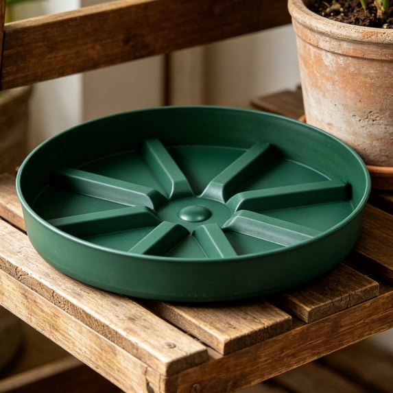 COM1950s Round Plastic Plant Saucer Tray, Thickened Water Catcher Base for Potted Plants, Indoor Outdoor Home Garden Planter Drip Tray