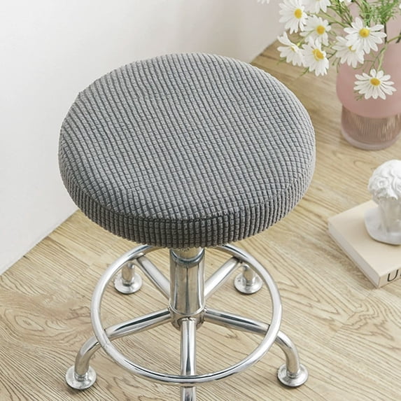 COM1950s Round Stool Cover,36Cm Diameter Stretchable Furniture Protector for Bar Swivel Chairs,Elastic Anti-Slip Seat Cover with Skirt,Machine Washable Durable Chair Slipcover