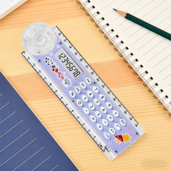 COM1950s Ruler Calculator 2 in 1, Portable Multifunctional 8-Digit Calculator with Straight Ruler, Compact Handheld Design for School Office and Home Daily Use
