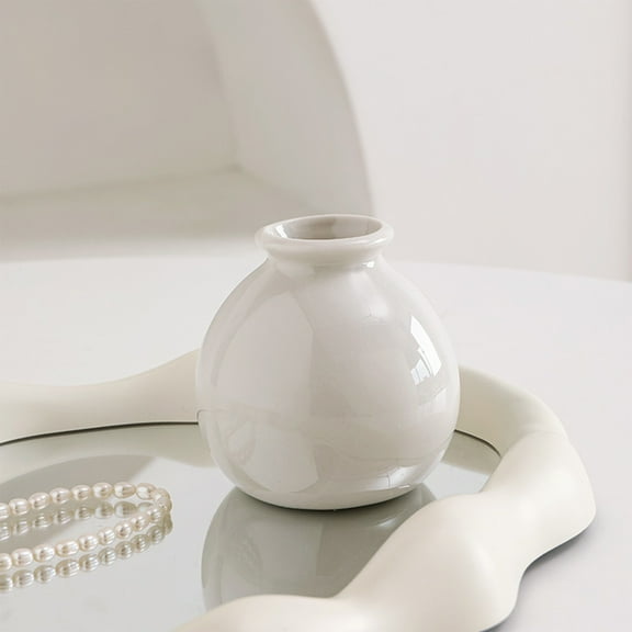 COM1950s Scandinavian Ceramic Mini Vase,Pumpkin Shape Tabletop Decor with Light Shadow Effect,Compact Planter for Floral Or Home Ornament