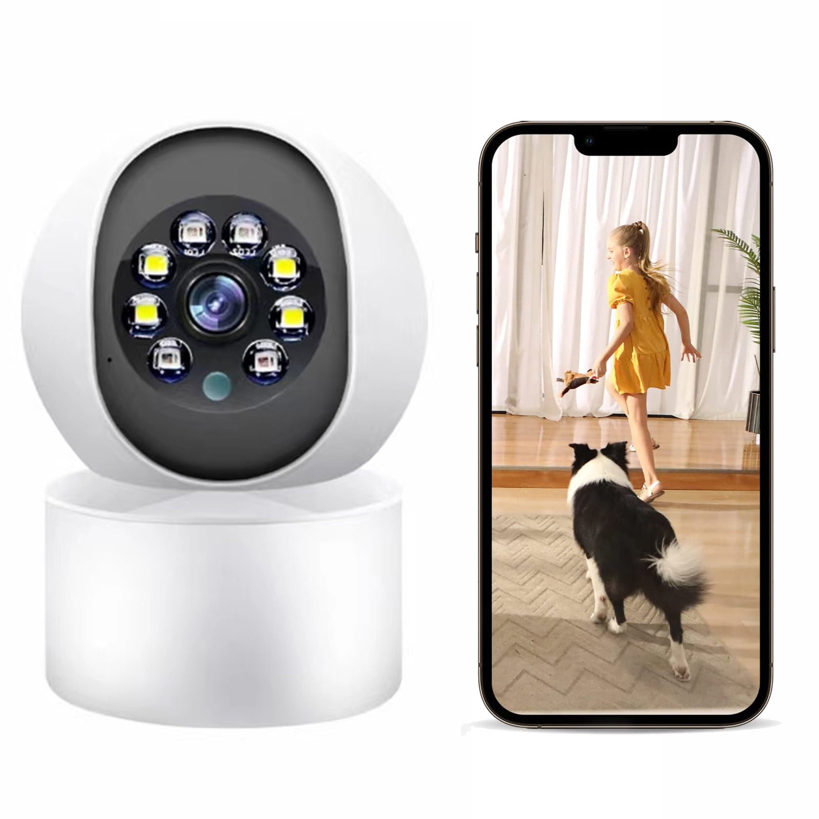 COM1950s Security Camera Indoor Wireless Indoor Security Camera 3Mp Wifi Camera for Home Security Smart Wifi Motion Detection Night Vision 2-Way Audio Security Camera Indoor/Outdoor Wireless