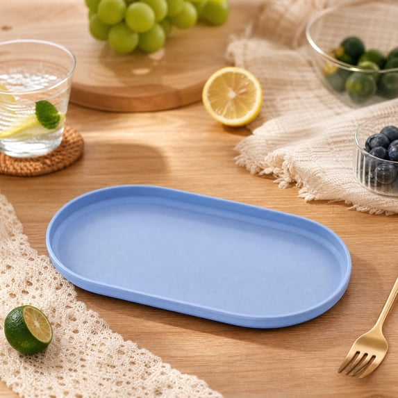COM1950s Serving Tray, Serving Platter, Reusable Plastic Oval Tray, Stackable Space Saving Design, Multi Purpose Kitchen Dining Tray for Snacks Appetizers Desserts