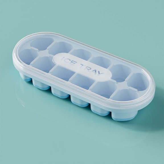 COM1950s Silicone Ice Block Tray with Easy Release and Leak Proof Lid,12 Cell Ice Block for Freezer,Size 7.4X3.2 Inches,Food Grade Safe Material