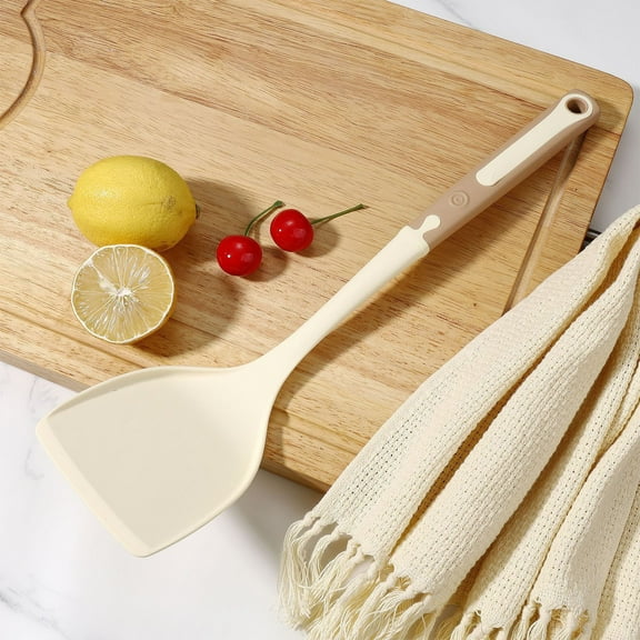 COM1950s Silicone Kitchen Cooking Utensil Set:U-Taste High Heat Resistant 35In Long Kitchen Gadgets,Bpa Free Non Stick Rubber Cook Accessories for Stir Frying,Serving,Basting,Mixing (1Pc,White)