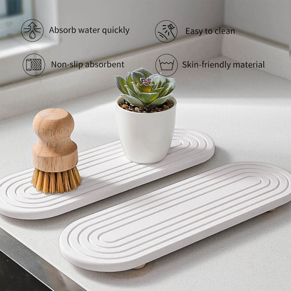 COM1950s Silicone Sink Organizer, Fast Drying Kitchen Sink Tray with Drainage, Multi-Purpose Flexible Rack for Sponges and Soap, Non-Slip Bathroom &Kitchen Sink Caddy, Organizer for Cleaning Supplies