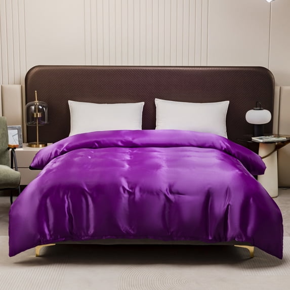 COM1950s Silk Like Queen Duvet Cover,Luxury Satin Bedding Set with Hidden Zipper,All-Season Soft Comforter Cover Wrinkle Resistant,Hotel Style Home Decor