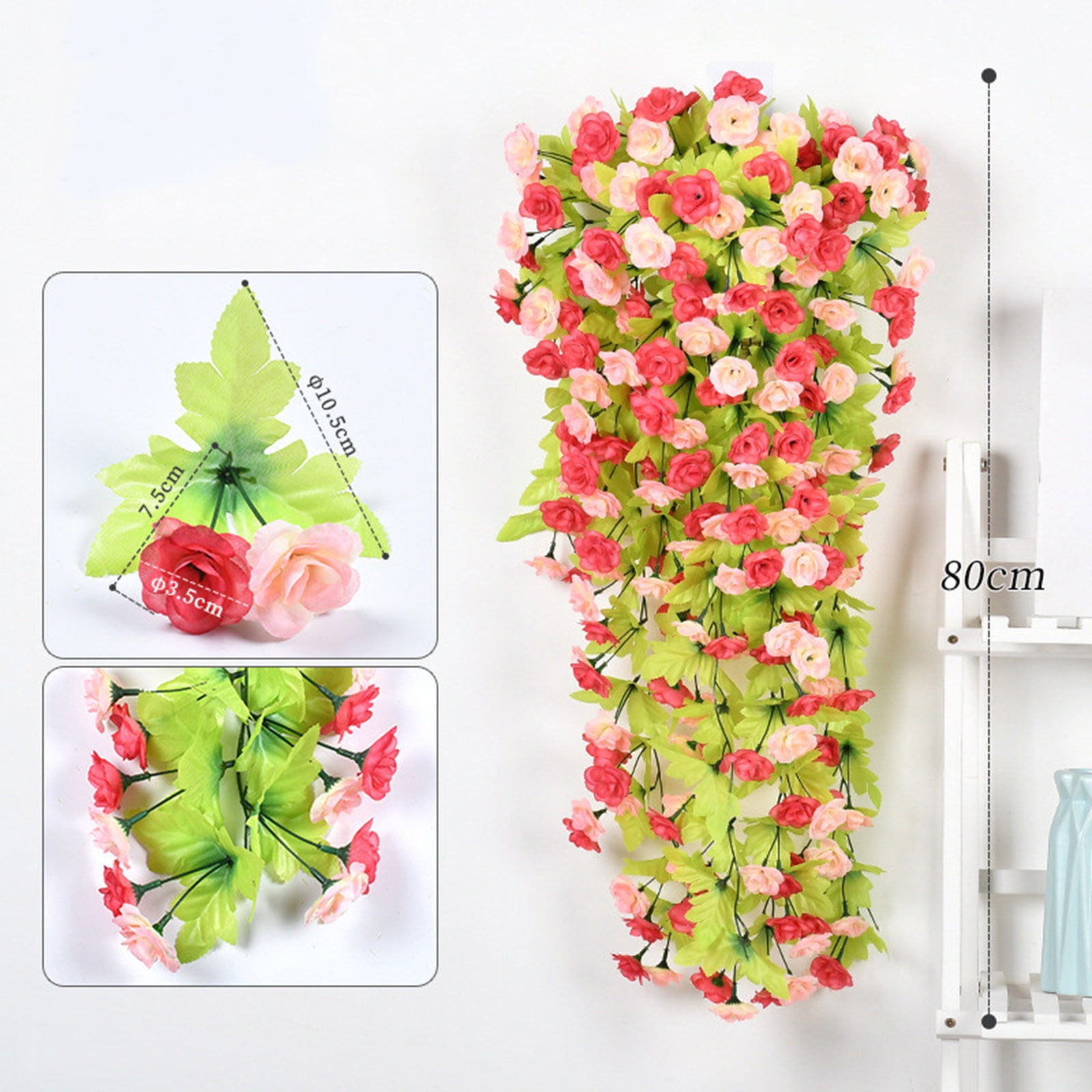 COM1950s Simulation Rose Wall Hanging Artificial Flower Decor,Long ...