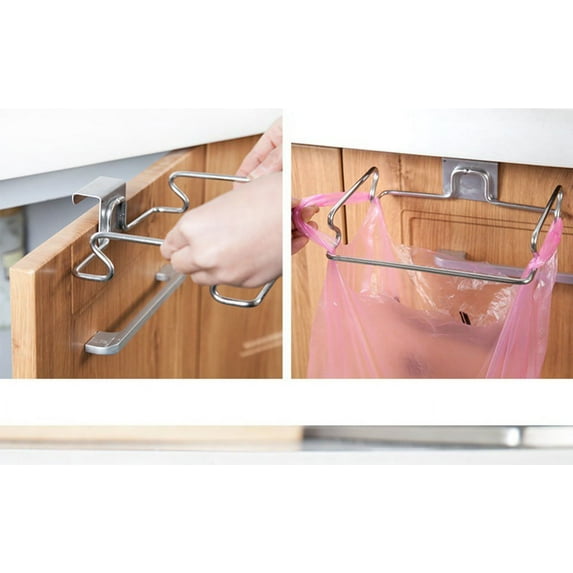 COM1950s Small Kitchen Trash Bags Garbage Bag Over the Door Hanging Mounted Cabinet Under Sink Trash Stand Waste Basket Trash Bags Hanging Trash Can for Kitchen Cabinet Door