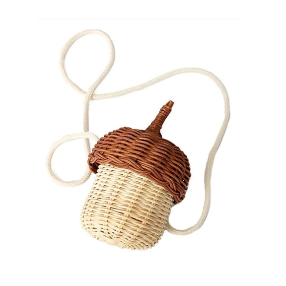 COM1950s Small Rattan Pinecone Crossbody Bag, Handwoven Storage Basket for Organizing, Home Decor and Photo Prop