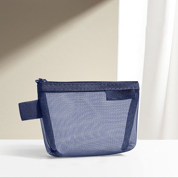 COM1950s Small Transparent Mesh Storage Bag, Multifunctional Portable Pouch, See-Through Cosmetic Jewelry Stationery Organizer, Lightweight Travel Accessories Bag