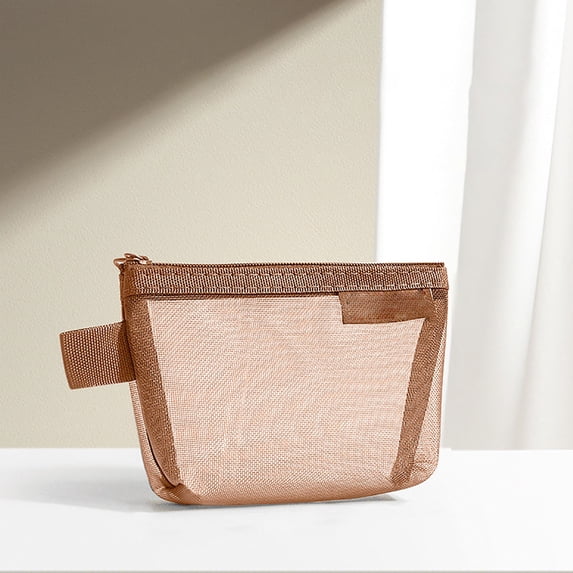 COM1950s Small Transparent Mesh Storage Bag, Multifunctional Portable Pouch, See-Through Cosmetic Jewelry Stationery Organizer, Lightweight Travel Accessories Bag