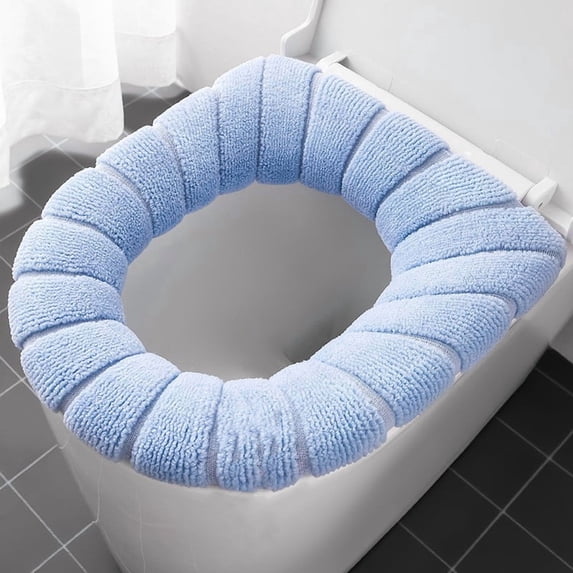 COM1950s Soft Toilet Seat Cushion,Comfortable and Warm Fabric Cover for Standard Round and Elongated Toilets,Easy To Install with Stretchable Design,Machine Washable and Hygienic Bathroom Accessory