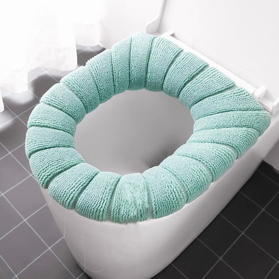 COM1950s Soft Toilet Seat Cushion,Comfortable and Warm Fabric Cover for Standard Round and Elongated Toilets,Easy To Install with Stretchable Design,Machine Washable and Hygienic Bathroom Accessory