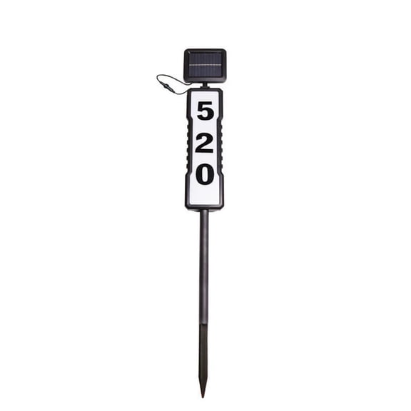 COM1950s Solar Address Sign with Ground Stake, Customizable Numbers, Auto Dusk-to-Dawn, Dual Light Modes, Waterproof Outdoor