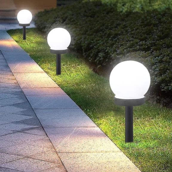 COM1950s Solar Ball Lights Outdoor,Garden Stake Lights for Pathway,Lawn,Patio - Auto On/Off,Warm White,3 Pack