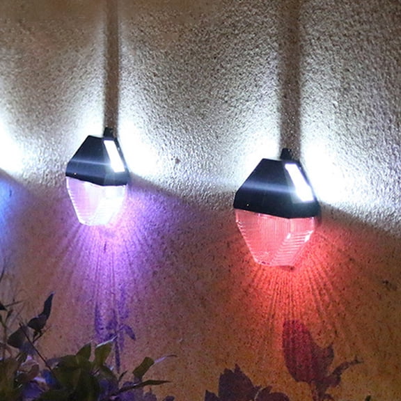 COM1950s Solar Lights Outdoor,Solar Lights Outdoor,Solar Wall Lights Outdoor Wall Sconce Fence Lighting for Patio Front Door Yard Stair Led Forest Decorative Lamps White Color Changing 2 Pack