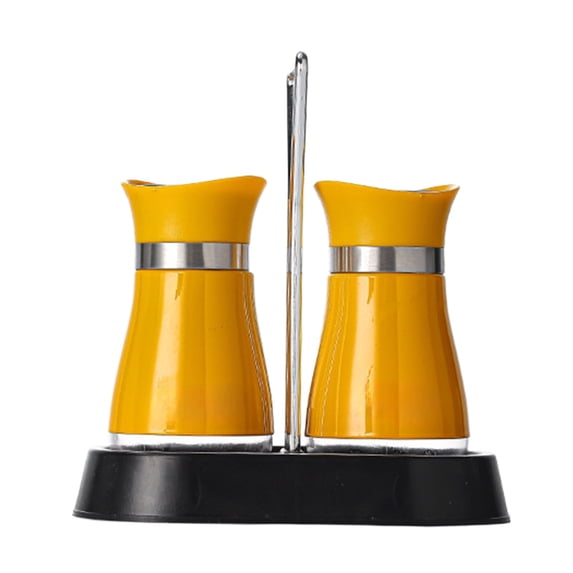 COM1950s Spice Jars with Stainless Steel Lids, 2 Pack Glass Seasoning Bottles, Refillable Spice Shakers for Kitchen Organization, Includes Holder Stand for Counter or Camping