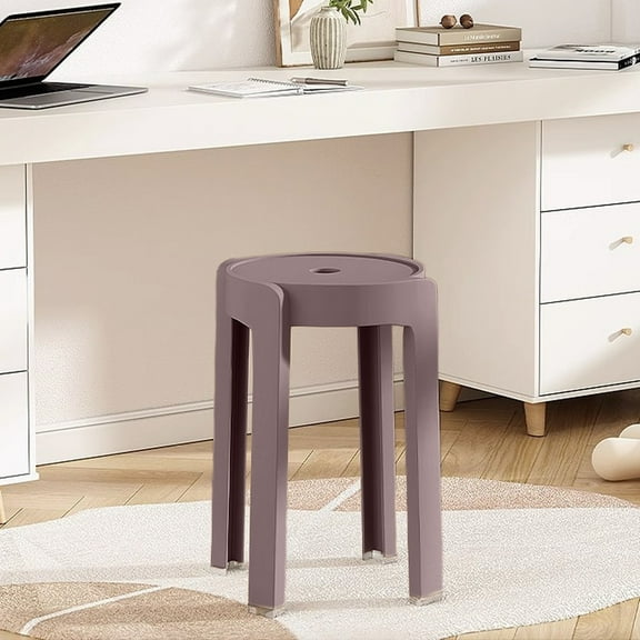 COM1950s Stackable Plastic Stool,Round Step Stool with Non-Slip Base,Lightweight Multi Purpose Stool for Home Kitchen Dining,Portable Stacking Footrest Stool,18 X 12 Inch