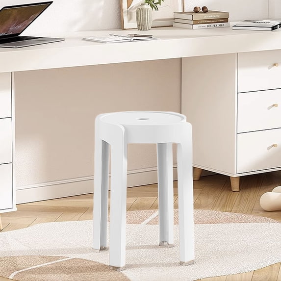 COM1950s Stackable Plastic Stool,Round Step Stool with Non-Slip Base,Lightweight Multi Purpose Stool for Home Kitchen Dining,Portable Stacking Footrest Stool,18 X 12 Inch