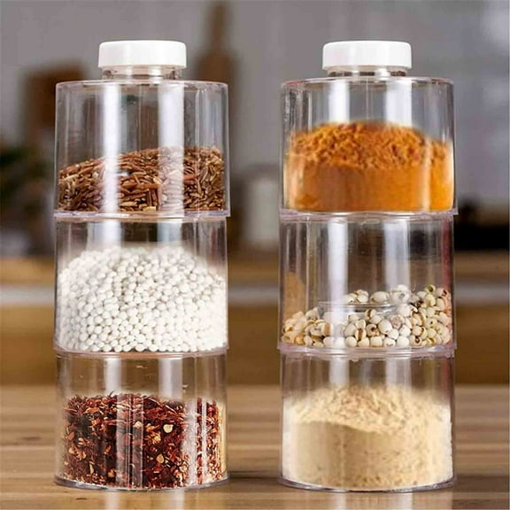 COM1950s Stackable Spice Jars,6 Pack Transparent Plastic Spice Containers with Lids,Airtight Kitchen Storage Organizer for Seasonings,Tea,Herbs and Spices